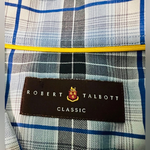 Robert Talbott Classic Blue Plaid Button Down Long Sleeve Shirt size XXL - Picture 6 of 10